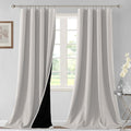 H.VERSAILTEX 100% Blackout Curtains for Bedroom Thermal Insulated Blackout Curtains 96 Inches Long Rod Pocket/Clip Rings Curtains for Living Room with Black Liner 2 Panels, Pumice Stone by HVERSAILTEX