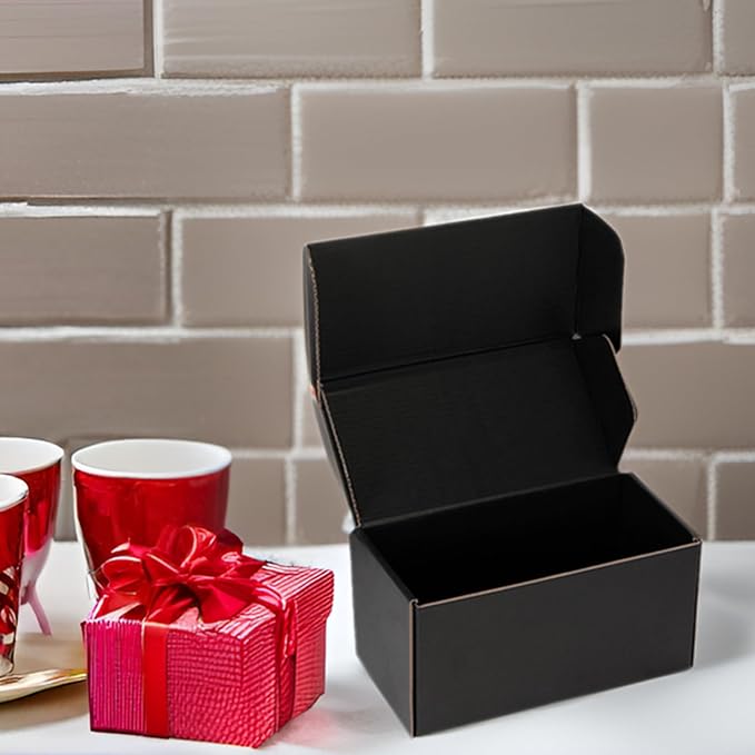 Small Shipping Boxes 8x4x4 Inch (25 Pack) - Sturdy Black Corrugated Cardboard Boxes for Small Business, Ecommerce, Mailing & Packaging | Recyclable Gift & Storage Boxes - Image 3