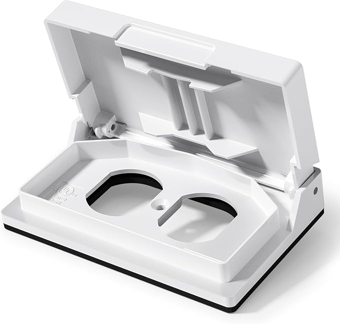 ELEGRP Horizontal Outdoor Cover for Duplex Receptacles, Weatherproof Wall Plate, Outdoor Electrical Outlet Cover, Standard Size 1-Gang 4.77” x 2.97”, Thermoplastic, 1 Pack, White by ELEGRP%7CELEGROUP