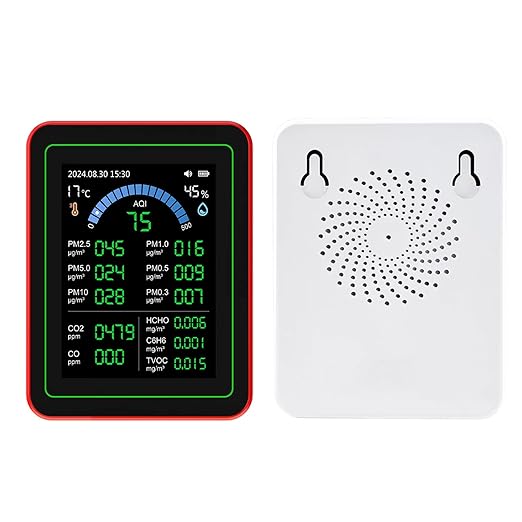 Indoor Air Quality Monitor, 18 in 1 Professional Meter, Battery Powered, Data Storage, Tester for CO2 TVOC HCHO PM2.5 PM10 Temp Humid - Image 8