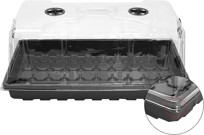 MIXC 10 Pack Humidity Dome 7" Tall Extra Strength, 1020 Growing Trays Cover, Propagation Seed Cloning Lid Vented for 10 x 20 Inch Flat Tray and Seed Starting Germination, Black - Image 6