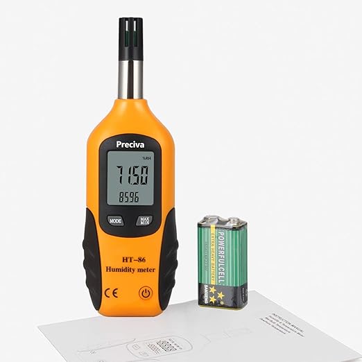 Preciva Digital Psychrometer Thermo-Hygrometer, LCD Mini Temperature and Humidity Meter with Dew Point and Wet Bulb Temperature Hygrometer for Industry, Agriculture, Meteorology (9V Battery Included) - Image 6