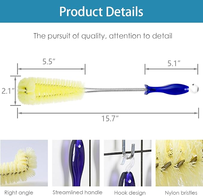 Long Bottle Brush Cleaner -16" Bottle Cleaning Brush Flexional Water Bottle Cleaner Washer Tool for Water Bottles,Cup,Tumblers or Wine Stemware - Image 2