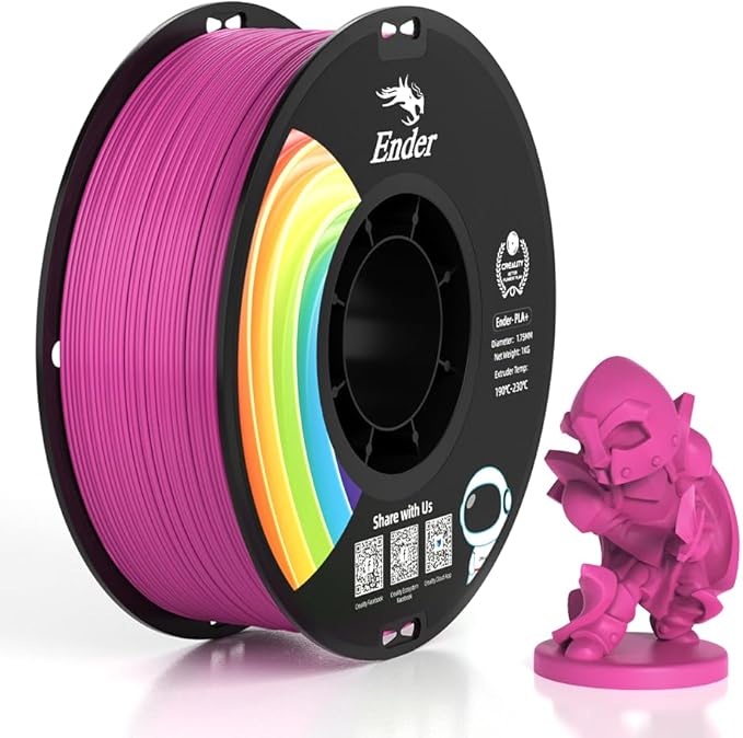 Creality 3D Printer Filament, PLA Plus Filament 1.75mm Deep Pink, PLA Pro Toughness Upgraded Dimensional Accuracy +/- 0.03mm, 1KG Spool(2.2lbs) Ender PLA+ Filament for Most 3D Printer by Creality