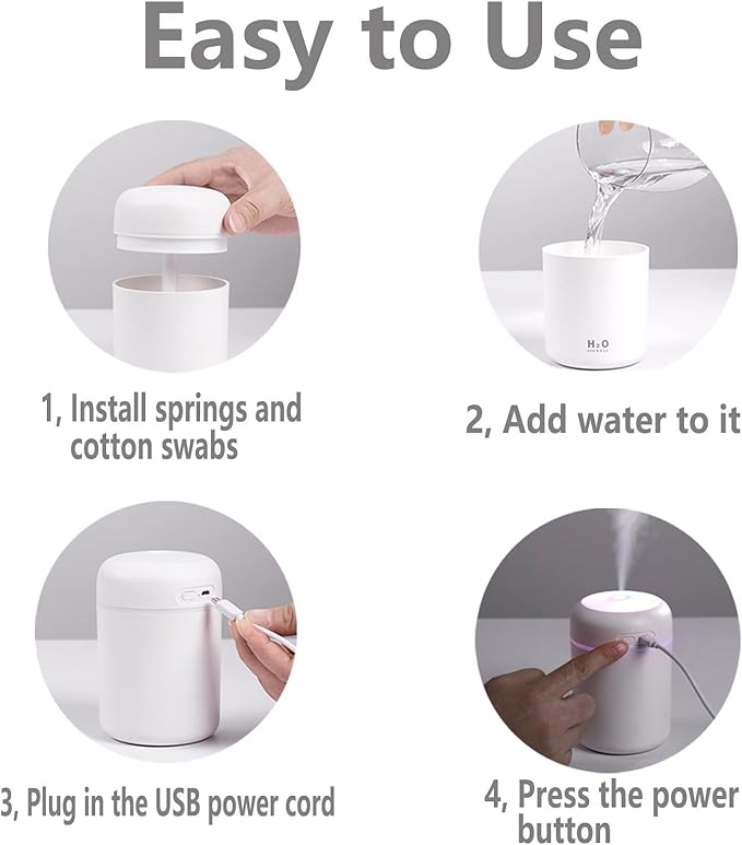 Colorful Cool Mini Humidifier, Essential Oil Diffuser, Aroma Essential USB Personal Desktop Humidifier for Car, Office Room, Bedroom etc,2 Adjustable Mist Modes (Navy Blue) - Image 6
