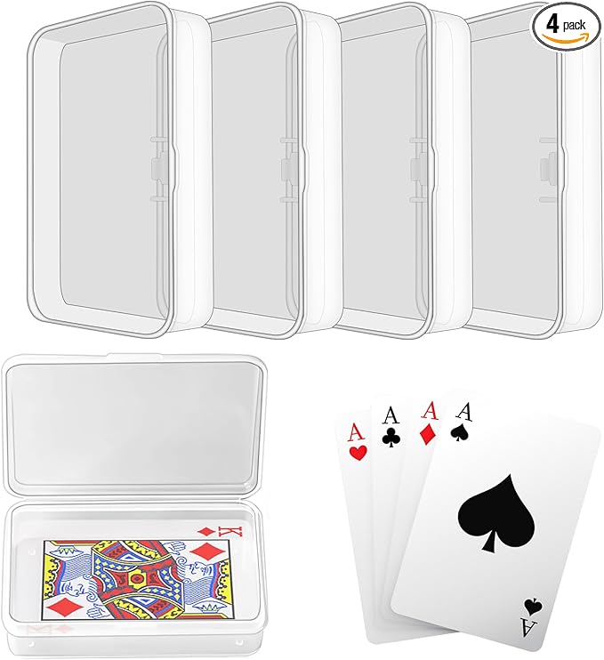 Blank Card Case, 4 Pack Clear Plastic Card Deck Box, Snaps Closed - Storage Box for Base Ball Trading Cards, Business Cards & More (4 PCS Clear) by Lenpestia