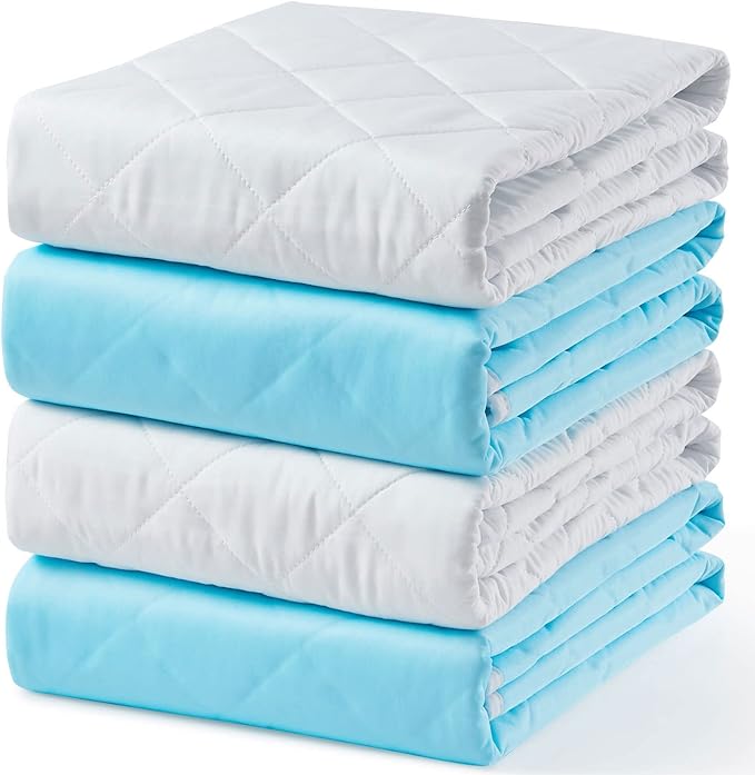 KANECH Heavy Absorbency Washable Waterproof Bed Pads, 30"x34" (4 Pack) - Reusable Incontinence Underpads for Adults, Elderly, Kids & Pets - Quick Drying Mattress Protector for Bed, Sofa, Floor by KANECH