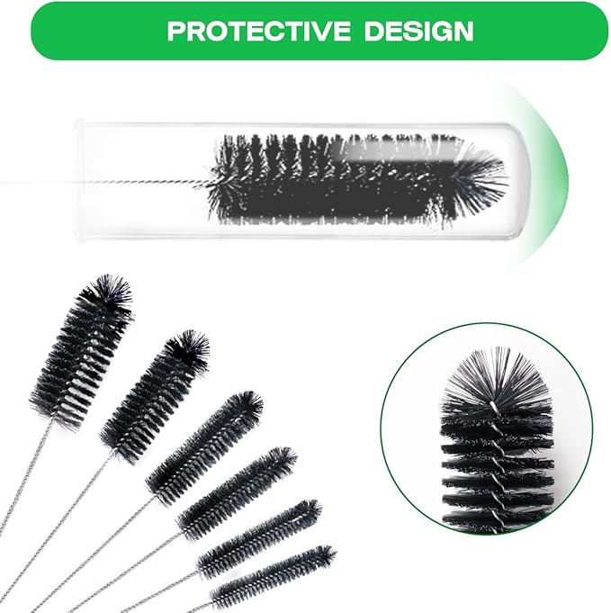 Straw Cleaner Brush Set,12 Pieces Extra Long Pipe Water Bottle Brushes for Cleaning Reusable Drinking Straws,Bird Feeders,Pipes,Black (12pcs Different diameters Set) - Image 5