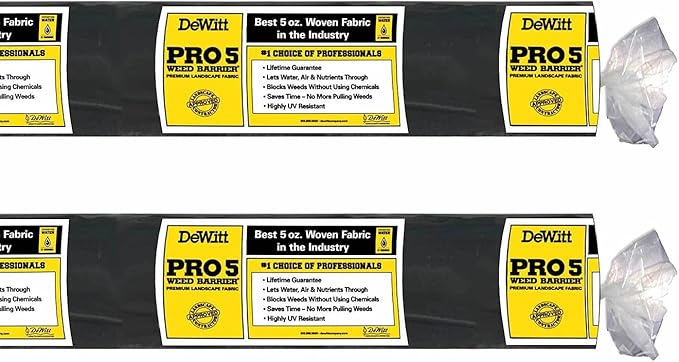 Dewitt 2-Pack Pro-5 Weed Barrier Fabric 5 oz, 5 x 250 Feet – Heavy-Duty Woven Landscape Ground Cover Mat for Raised Garden Bed, Greenhouse Gardening, Outdoor Landscaping, and Commercial Planting by Unknown
