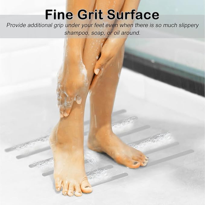 S&X Bathtub Non-Slip Stickers,Gritty Textured Slip-Resistant Treads,Pack of 12 – 0.75 x 11 Inches (Gray) - Image 2