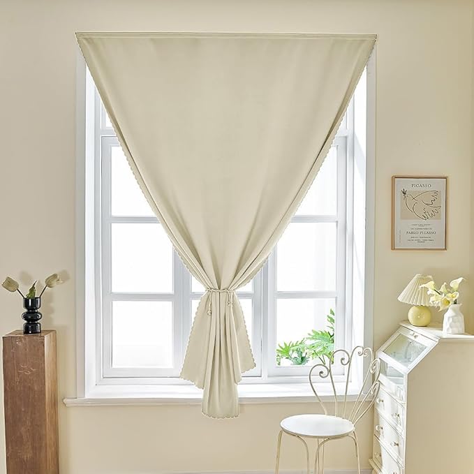 Adhesive Curtain 100% Blackout No-Drill Easy Install for Bedroom Blinds Light Blocking (Beige-35 W x 84" L-1P) - Image 7
