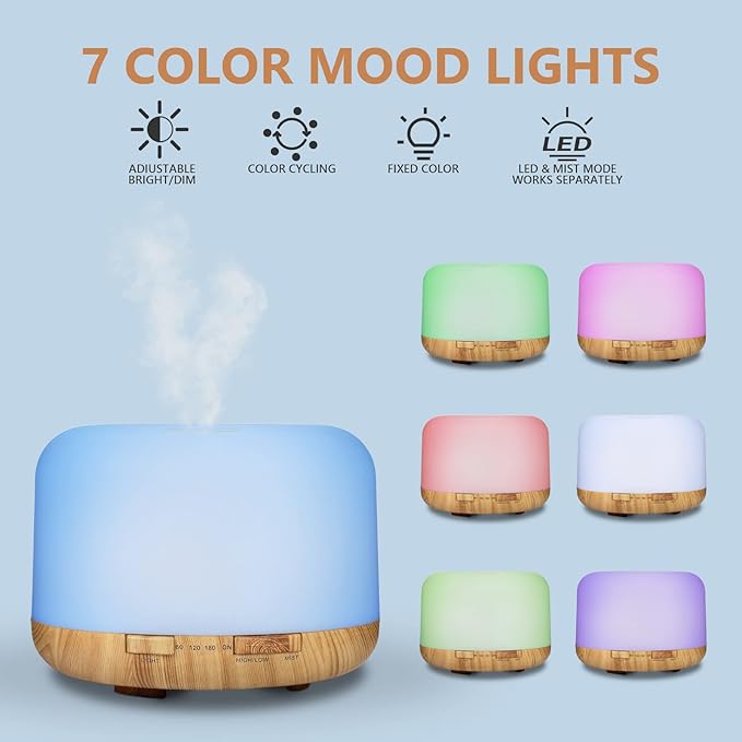 SACATR Essential Oil Diffusers for Home with 36x5mL Oil Diffuser Sets, Ultrasonic Technology, Remote Control for Home Office, Auto Shut-Off 4 Timers 15 Colors - Image 3