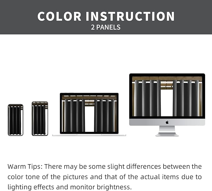 Outdoor Patio Curtain Waterproof Darkening Thermal Insulated Indoor Curtains for Bedroom, Porch, Living Room, Pergola, Cabana, W105 x L120 Extra Wide Room Divider, Dark Gray, Set of 2 Panels - Image 5