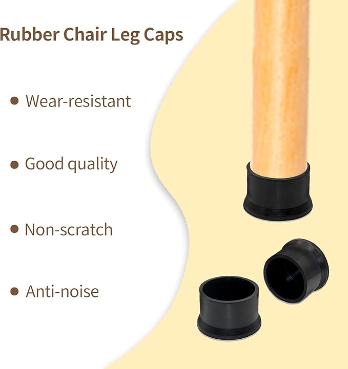 Flyshop 2", 50 mm, Patio Round Chair Leg Caps, Furniture Table Feet Covers Floor Protectors, Anti-Skid Durable Thick Rubber Leg Tips, 8 Pack, Black - Image 9