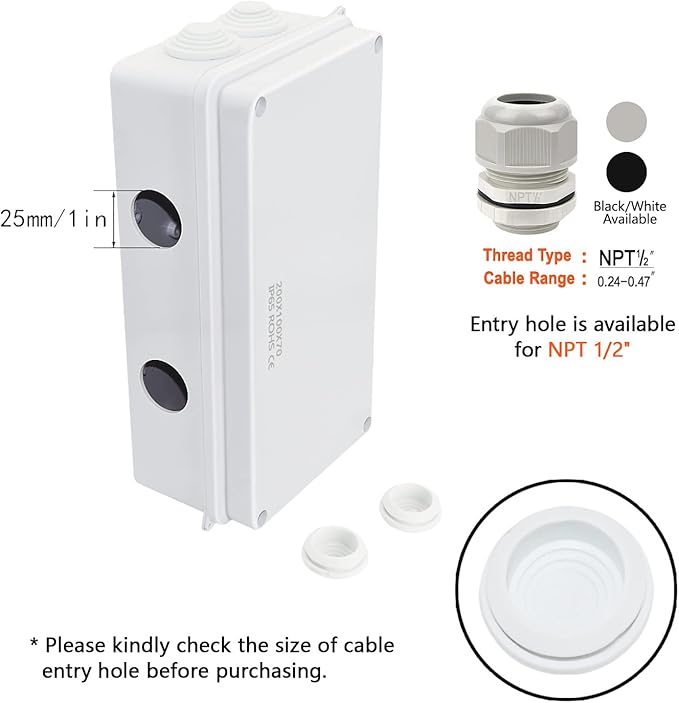 LeMotech ABS Plastic Dustproof Waterproof IP65 Junction Box Universal Electrical Project Enclosure White 7.9 x 3.9 x 2.8 inch (200 x 100 x 70 mm) - Image 5