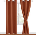 Hiasan Fall Blackout Curtains for Bedroom, 42 x 84 Inches Long - Thermal Insulated & Light Blocking Window Curtains for Living Room Home Decor, 2 Drape Panels Sewn with Tiebacks, Burnt Ochre by Hiasan