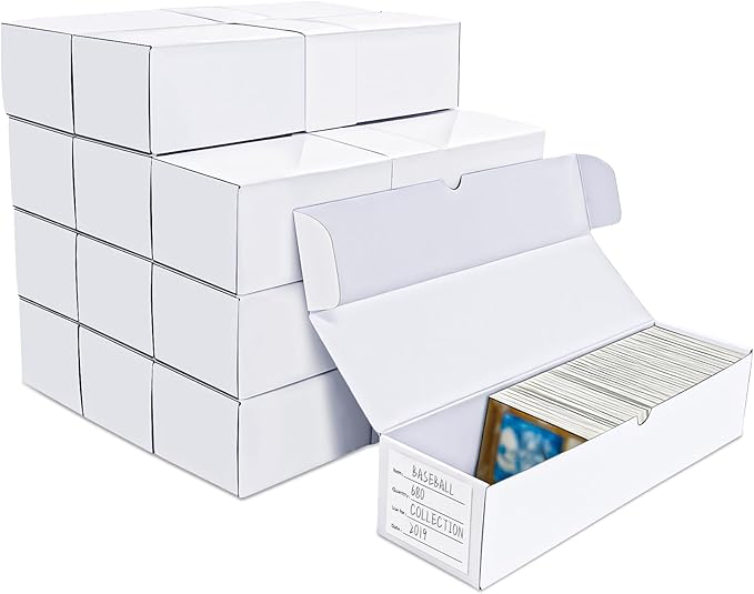 Trading-Card Storage Box, 12-Pack 1000 Count with labels by Leyzan