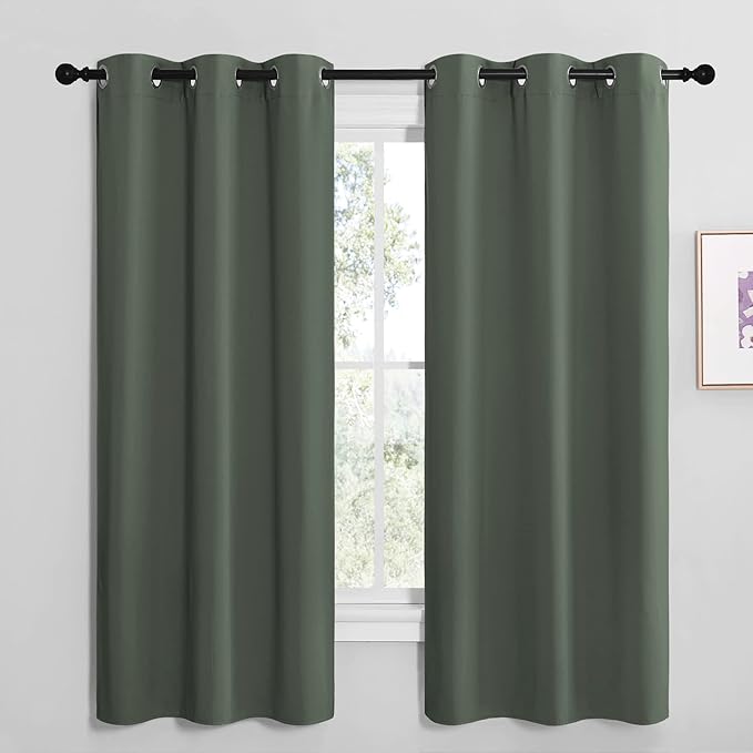 NICETOWN Blackout Curtain Panels, Home Decoration Thermal Insulated Solid Grommet Blackout Drape for Dining Room (Dark Mallard, 1 Pair, 42 by 68-Inch) by NICETOWN
