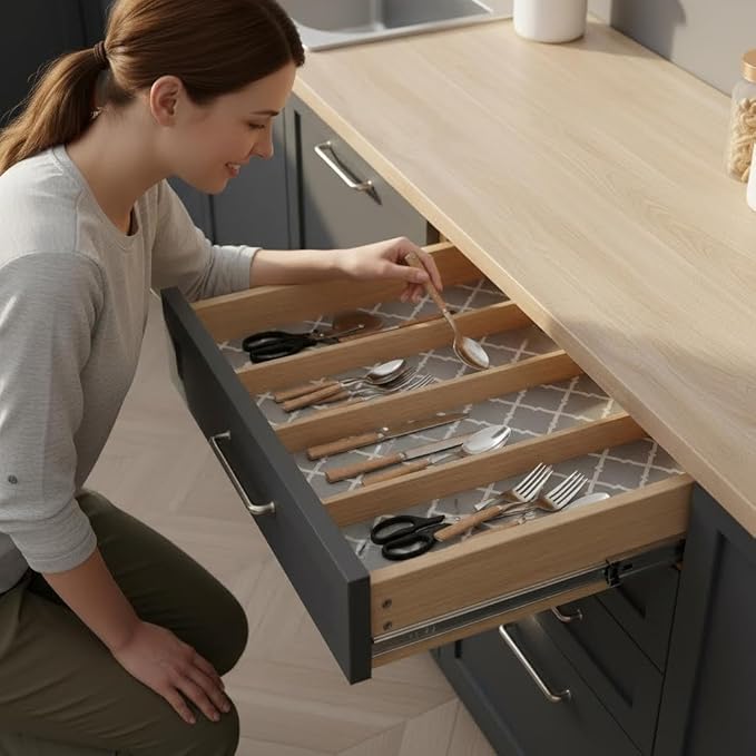 Coavas Extra Grip Thickened Shelf and Drawer Liner - Non-Adhesive Non-Slip Waterproof Mats for Kitchen Cabinets, Drawers, Shelves, Dresser & Cupboard, Easy Cut DIY (Gray, 12IN x 10FT) - Image 6