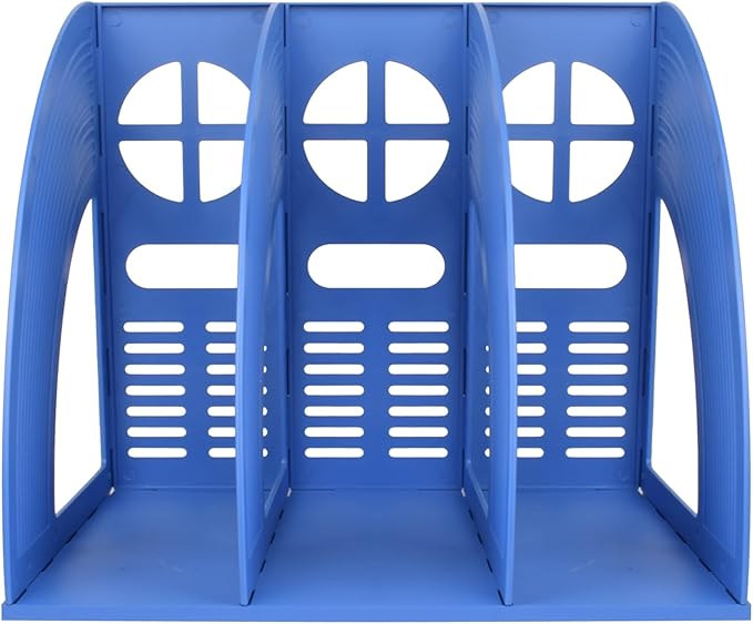 SAYEEC Magazine File Holder Desk Binder Holder Plastic File Sorter Folder Organizer Stand Book Shelf Dividers Vertical Filling Storage Rack Desktop Bookshelf Display Box for Office School Home (Blue) - Image 4