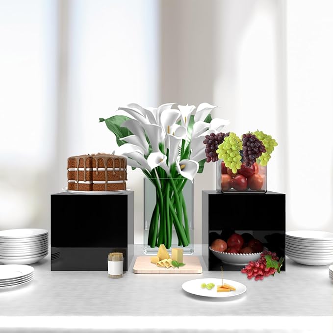 Marketing Holders 12" Acrylic Display Riser Box with One Open Side No Lid Versatile Glossy Black Square Lucite Retail Merchandise Storage Bin or Product Platform - Image 7
