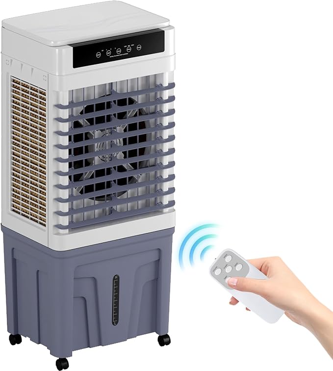 TABU 3531CFM Evaporative Air Cooler, 3-in-1 Portable Swamp Cooler with 11.9-Gal Water Tank, Cooling,Fan & Humidifier,120° Oscillation,3 Wind Speeds,7.5H-Timer,Remote Control,Ice Packs,Grey - Image 7