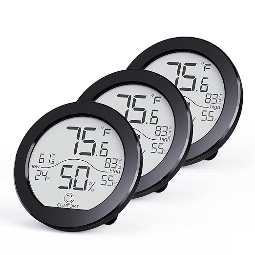 SECRUI Indoor Digital Hygrometer 3 Pack Room Thermometer and Humidity Gauge LCD with Max and Min Records (Black) by SECRUI