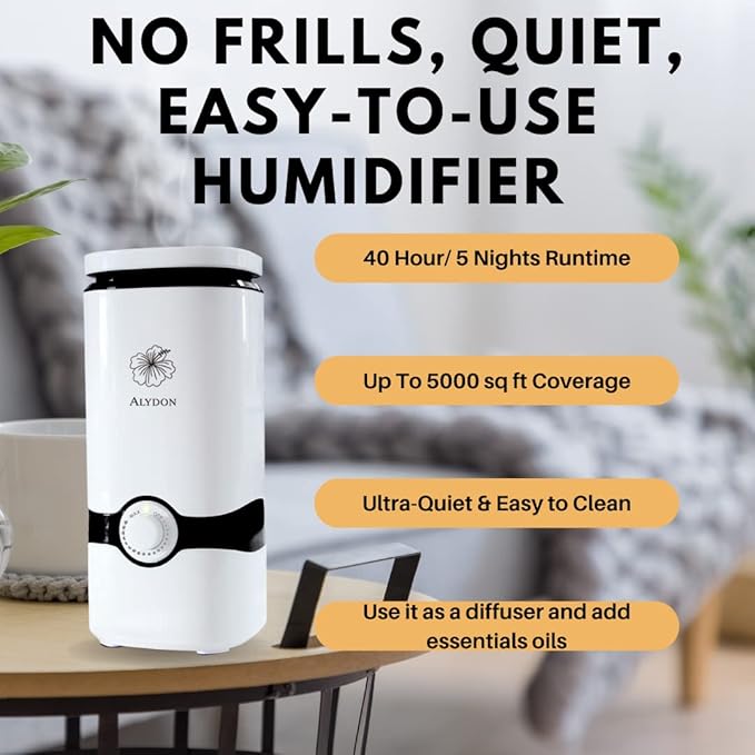 Cool Mist Humidifiers - Essential Oil Top Fill Humidifier Cool Ultrasonic Humidifier Quiet Air Diffuser for Large Room & Easy to Clean with Filter & Oil Diffuser Plant Bedroom Humidifier - Image 2