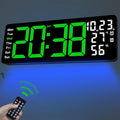 JoFomp 17.3" Large Digital Wall Clock, LED Digital Clock Large Display with Remote Control, Alarm Clock with Temp/DST/Dimmer/Humidity/Timer/Ambient Light - 12/24H, Alarm Wall Clock for Bedroom by JoFomp