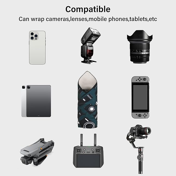 Camera Wrap, Anti-Scratch Lens Protective Wrap pouche, Magic Self-Adhesive Cloth, Universal Storage Cloth for DSLR, Smartphones, Laptops, electronics,Cosmetic,whatever you need to protect - Image 6