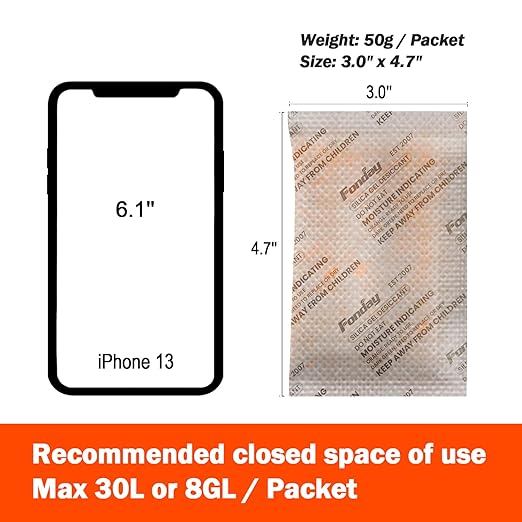50g x 20 packs Fonday Rechargeable Silica Gel Desiccant Packets Fast Reactivate Desiccant Bags Moisture Absorbers for Storage Bins, Suitcase, Safe, 3D Filaments, Electronics - Image 6