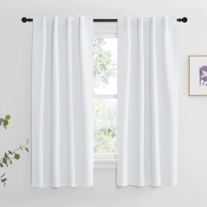 NICETOWN Insulated Room Darkening Curtain Panels - (Cloud Grey Color) W34 x L63, Two Pieces, Modern Design Thermal Privacy Protection Window Treatment Drapes/Draperies for Bedroom by NICETOWN
