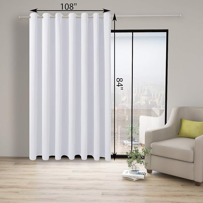 BONZER Room Divider Curtain Screen Partitions Light Reducing Wall Wide Blackout Curtains for Shared Room, 84L x 108W Inch (7L x 9W ft), 1 Panel, Greyish White - Image 3