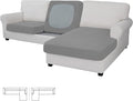 Easy-Going Stretch 3 Pieces Couch Cushion Covers for Sectional Sofa Left/Right L Shape Chaise Lounge Sofa Seat slipcover Anti-Slip Sofa Cover Soft (2 Seater + 1 Chaise, Light Gray) by Easy-Going