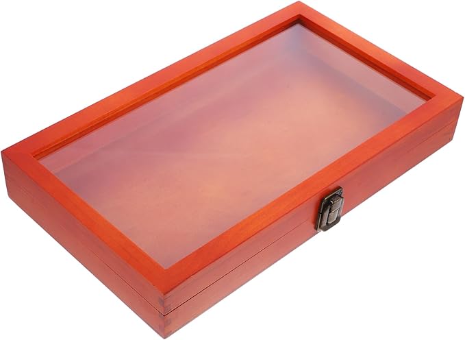 DOITOOL Vintage Style Rectangular Wooden Box Pin Display Case for Figures Safe Storage Solution by DOITOOL