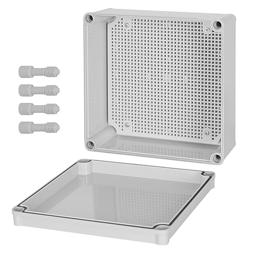Junction Box，7.9"x 7.9"x 3.7" Outdoor Electrical Box with Mounting Plate, IP67 Dustproof Waterproof ABS Plastic Project Box, DIY Electrical Enclosure Gray (200x 200x 95 mm) by HoHaing