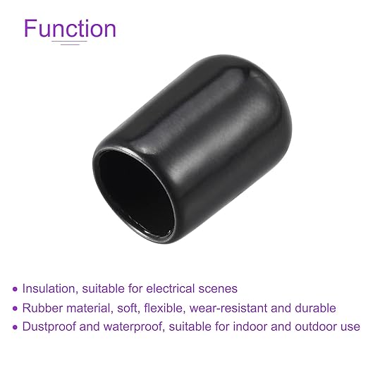 DMiotech 20 Pack 3/8" ID Black Screw Thread Protectors Rubber End Caps Bolt Covers for Screw Bolt Furniture Pipe - Image 5