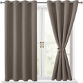 Hiasan Blackout Curtains for Bedroom, 52 x 54 Inches Long - Thermal Insulated & Light Blocking Window Curtains for Living Room/Kids Room, 2 Drape Panels Sewn with Tiebacks, Tan by Hiasan
