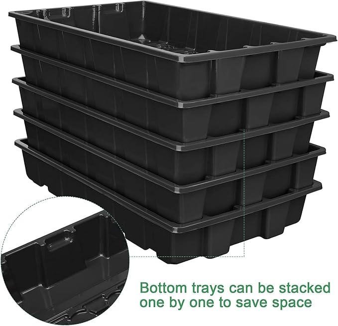 MIXC Seedling Trays Seed Starter Tray, 5-Pack Mini Propagator Plant Grow Kit Greenhouse with Humidity Vented Domes and Base for Seeds' Starting (40 Cells Per Tray, Total 200 Cells), Black - Image 4