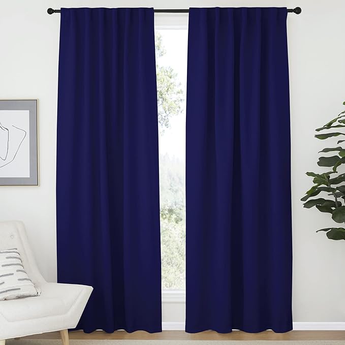 NICETOWN Vertical Blinds Window Curtain Panels - (Royal Blue Color) 52 by 84 inches, Set of 2 Panels, Energy Saving Blackout Curtains for Nursery by NICETOWN