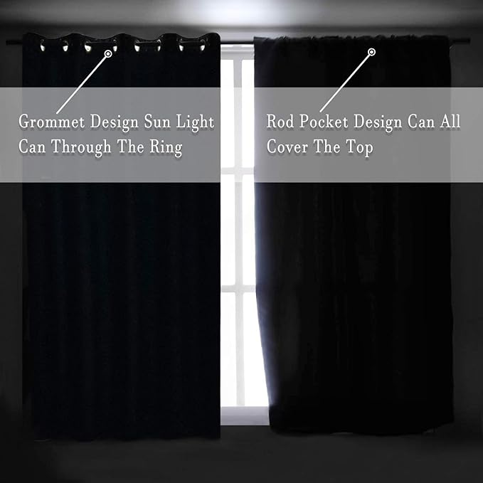 DONREN Violet Light Purple Curtains Room Darkening for Bedroom - Rod Pocket Blackout Solid Curtains for Dining Room(42 W x 72 L 2 Panels) - Image 6
