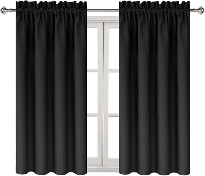 DWCN Black Blackout Curtains for Bedroom –Rod Pocket Thermal Insulated Room Darkening Drapes for Living Room, W 42 x L 54 Inch, 2 Panels - Image 8