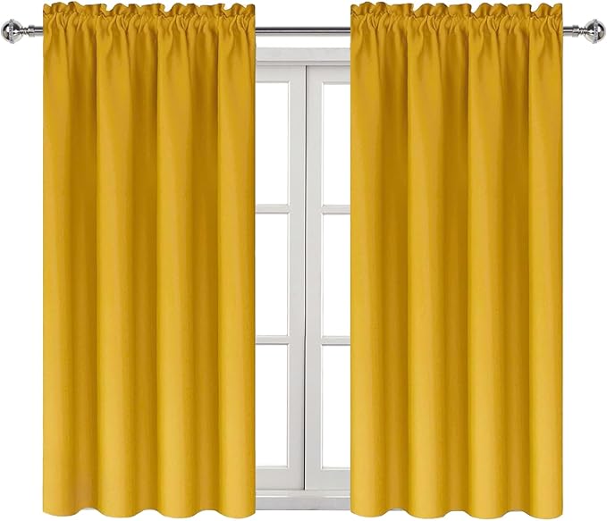 DWCN Yellow Room Darkening Blackout Curtains - Thermal Insulated Privacy Energy Saving Window Curtain Drapes 38 x 54 inch Length, Set of 2 Bedroom Living Room Curtains - Image 9