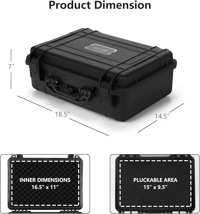 COSTWAY Waterproof Hard Case, 18.5-Inch Multi-Purpose Small Camera Dry Box with DIY Customizable Foam Insert, IP66 Rated Dustproof Shockproof, Portable Protective Case for Electronics, Drones, Black - Image 5