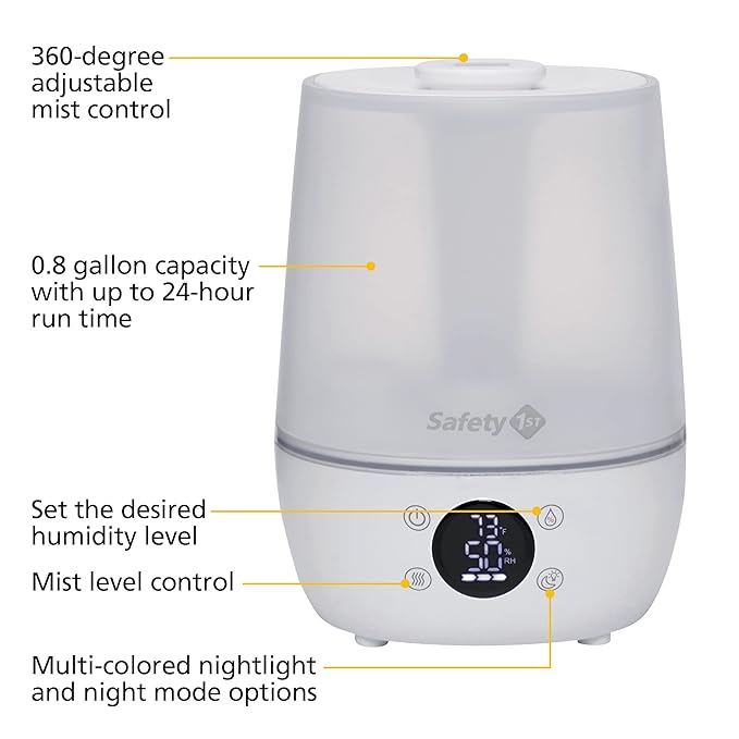 Safety 1st Humid Control Filter Free Humidifier, Detects temperature and humidity levels, White - Image 2