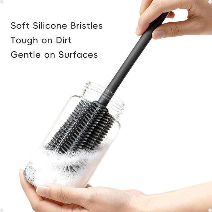 Silicone Cleaning Brush Kit,Water Bottle and Straw Cleaner Brush Set for Tumbler,Baby Bottle,Breast Pump Part,Nipple,Sippy Cup,Glass,Dishwasher Safe,BPA Free,3 Pcs - Image 4