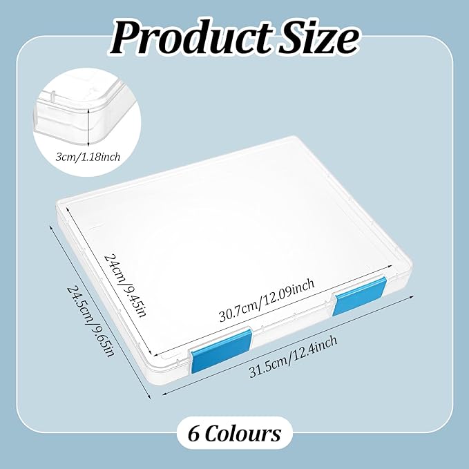 6 Pcs Clear A4 File Box Document Plastic Storage Box Paper Plastic Case Board Game Storage Containers Magazine Protector File Holder with Buckle (Colorful,12.4 x 9.65 x 1.18 Inches) ﻿ - Image 2