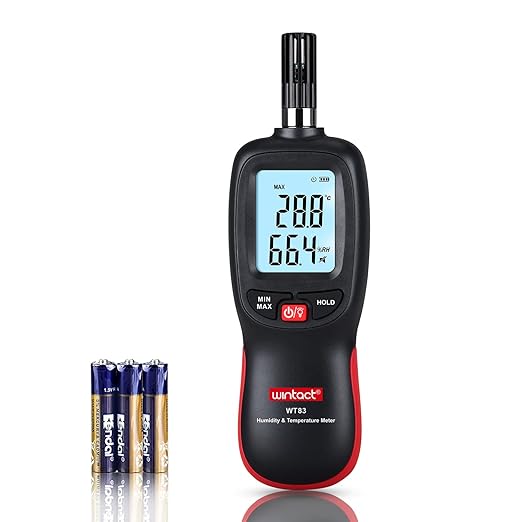 Wintact Digital Temperature and Humidity Meter, Thermometer Hygrometer Monitor with Dew Point and Wet Bulb Temperature, Backlight, Max/Min Value, Data Hold, Store 1000 Group of Data for Indoor Outdoor by Wintact