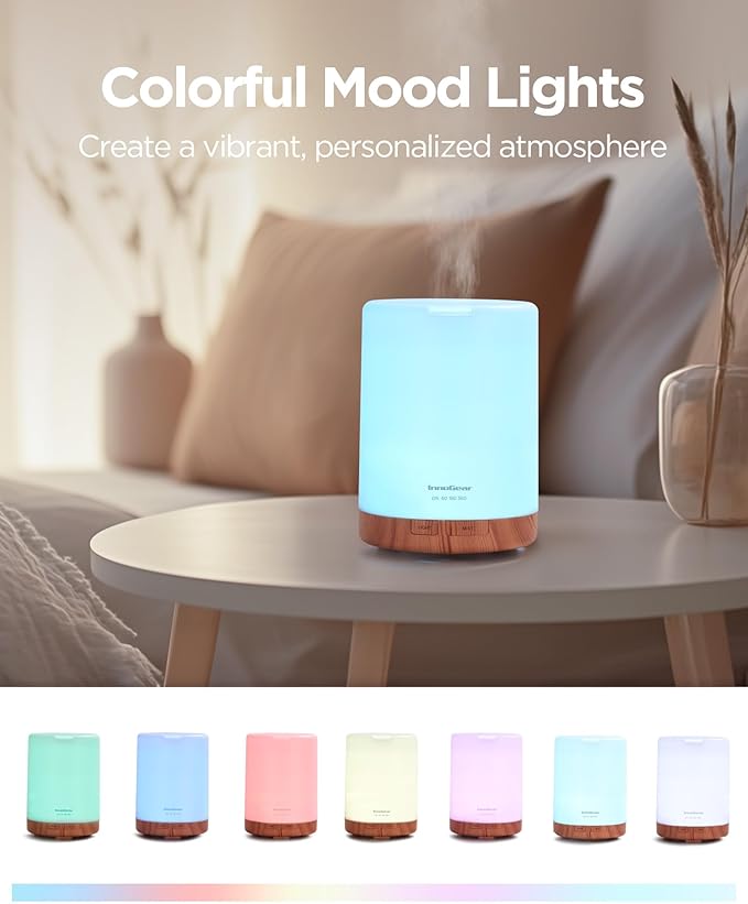 InnoGear 300ML Essential Oil Diffuser, Premium 5-in-1 Ultrasonic Aromatherapy Diffusers Scent Humidifier Aroma Diffuser Vaporizer Auto-Off Timer for Room Office Home, Yellow, Medium - Image 6