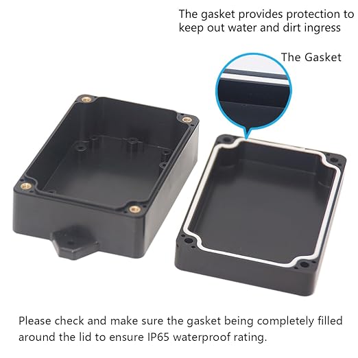 Zulkit Junction Box ABS Plastic Dustproof Waterproof IP65 Universal Electrical Boxes Project Enclosure with Fixed Ear Black 3.94 x 2.68 x 1.57 Inch (100 x 68 x 40 mm) (Pack of 2) - Image 4